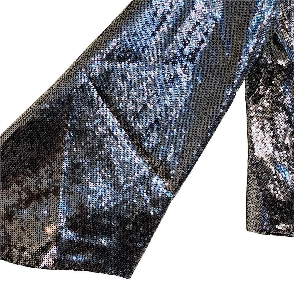 RtA Tennessee Peasant Silver Sequin Bell Sleeve Top Sz XS NWT - Picture 12 of 16